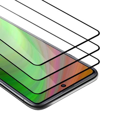 Produktbild von Cadorabo 3x Vollbild Panzer Folie für Xiaomi Redmi Note 9 Pro / Note 9s Schutzfolie in Schwarz Tempered