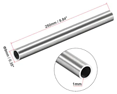 Produktbild von 4 Stš¹ck 304 Edelstahl Rohr 9mm Au?endurchmesser, Nahtlose Gerade Rundrohr 1mm Wandst?rke, Runde Edelstahlrohr 250mm L?nge, Industrie Pr?zision Metallrohr fš¹r Gel?nder Handl?ufe