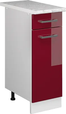 Produktbild von Küchenunterschrank Vicco R-Line Rot Hochglanz 30 cm , AP Marmor, Model 37709