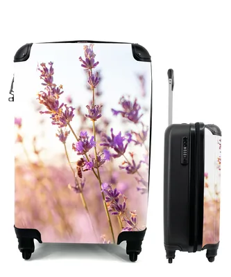 Produktbild von MuchoWow® Koffer Handgepäck Trolley Rollkoffer Kleine Reisekoffer mit 4 Rollen - Lavendel - Nahaufnahme - Sonne - Blumen - Lila - Cabin Size < 55x40x23 cm & 55x40x20 cm - Fotokoffer - Kabinenkoffer - Boardgepäck - Reise-Box - Reisekoffer - Reisegepäck - Koffer mit Bild - Trolley für Kinder