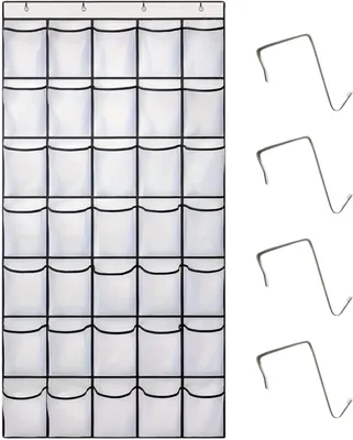 Immagine prodotto di Organizer da appendere - 35 tasche - Organizer da montare sopra la porta - Portaoggetti per scarpe da appendere - Contenitore per scarpe da appendere - Borsa portaoggetti da appendere