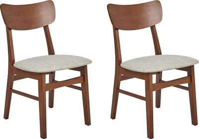 Produktbild von BELIANI Esszimmerstuhl 2er Set Taupe Stoffbezug mit Dunklen Holzbeinen Hohe Rückenlehne Retro Klassisches Design für Wohnzimmer Esstisch Gastronomie
