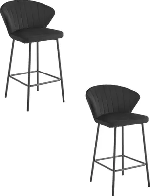Image de Tabouret Valora GATTA Noir x2 | Deux tabourets noirs pour bar ou cuisine