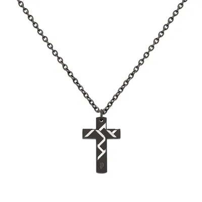 Produktbild von Police Halskette Kreuz Edelstahl Anhänger PJ26478PSU.02 schwarz