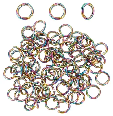 200 offene Ringe Regenbogen 4x0,6 mm Edelstahl für Schmuck
