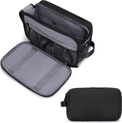 Produktbild von Kulturbeutel 1 Stk, Wasserdichter Reise-Kulturbeutel Mit Doppelreißverschluss Und Netzfächern, Kosmetiktasche Für Herren Und Damen