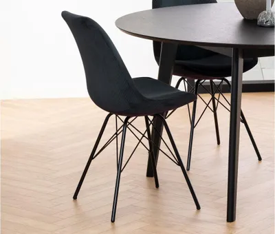Produktbild von Esszimmerstuhl 2er-Set Eris Cord Stoff anthrazit Metall schwarz