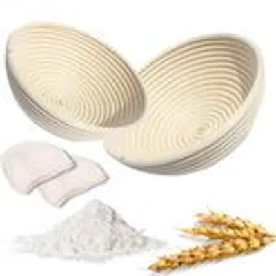Produktbild von LAYBA Gärkorb rund 1 Stück aus Rattan, Banneton Brotkorb für Sauerteig, Hefeteig, Brot backen, Teiggare und Backzubehör