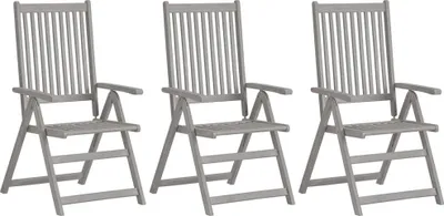 Produktbild von vidaXL Verstellbare Gartenstühle 3 Stk. mit Auflagen Massivholz Akazie