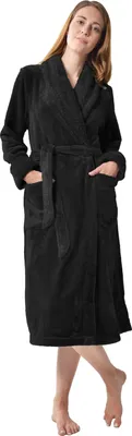 Produktbild von RAIKOU Bademantel aus weichem  mit zwei aufgesetzten Taschen und Bindegš¹rtel, schwarz, 48/50