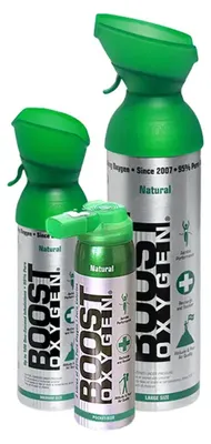 Obrázok produktu pre Boost Oxygen – doplnkový kyslík v plechovke. Prírodný, malý, 4 plechovky po 3 litre