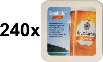 Produktbild von Krombacher Weizen Bierdeckel Untersetzer Unterlage Pappdeckel Bierfilz Aktion - 240 Stück (3x 80er Packung)