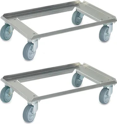 Produktbild von 2 Aluminium Transportroller für 600 x 400 mm Behälter, Tragkraft 250 kg