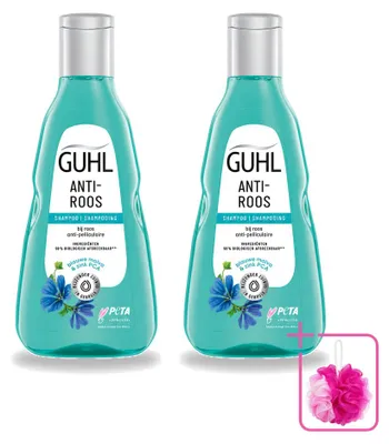 Zdjęcie produktu dla 2 sztuki szamponu Guhl Anti-Schuppen z niebieską malwą - 250 ml - zestaw ekonomiczny