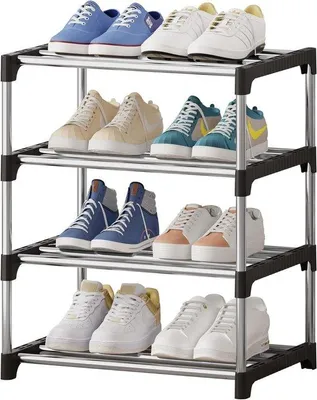 Image de Étagère à chaussures empilable à 4 niveaux, peu encombrante