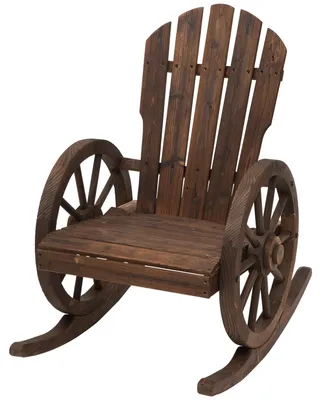 Produktbild von Outsunny Schaukelstuhl Rustikaler Relaxstuhl Gartenstuhl Massivholz Massivholz