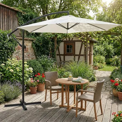 Produktbild von Sekey Ampelschirm Ø300cm Sonnenschirm UV50+ mit Kurbel & Kreuzständer Gartenschirm