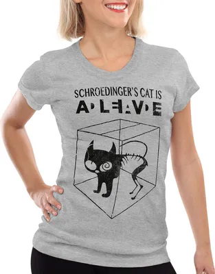Produktbild von style3 Schroedingers Katze T-Shirt Damen, Farbe:Grau meliert, Größe:S