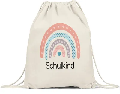 Produktbild von Schulkind Turnbeutel Gymsack  Einschulungsgeschenk Grundschule 1. Klasse Schulstart Herzen Motiv