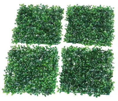 Image de Mur végétal d'extérieur, 4 plantes artificielles, 25 x 25 cm, décoration végétale artificielle pour mur, balcon et jardin (herbe)