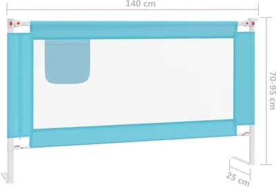 Image de vidaXL Barrière de sécurité pour lit d'enfant Bleu 140x25 cm Tissu