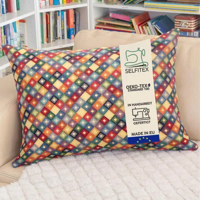 Produktbild von Selfitex Buntes Dekokissen inkl. Füllung, weiches Lesekissen, dekoratives Zierkissen, Sofakissen, Rückenkissen, Größe: 60x80, Muster: Diamond