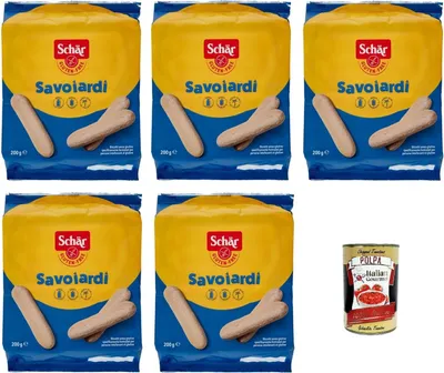 Produktbild von Schär Savoiardi Gluten Free,Glutenfreie Kekse Biscuits Cookie 5x 200g + Italian Gourmet polpa 400g