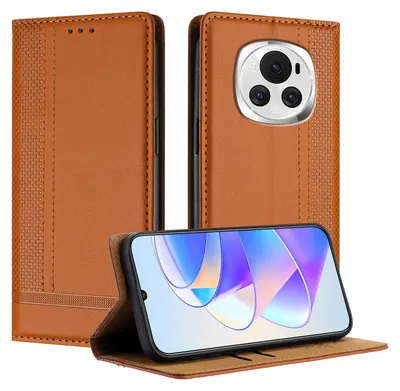 Produktbild von Handyhülle für Honor Magic6 Leder Flip Klappbare Schutzhülle mit Standfunktion Braun