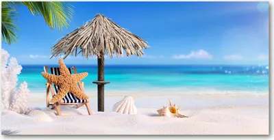 Produktbild von Tulup® Glas-Bild - 100x50 -Wandkunst - Wandbild hinter gehärtetem Sicherheitsglas  - Landschaften - Strandurlaub - Blau
