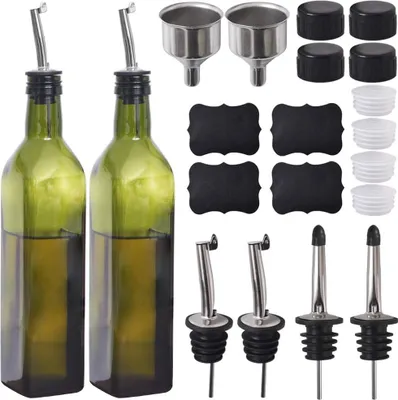 Produktbild von Olivenölflasche - 500 ml Glas-Karaffe - grün - Set von 2
