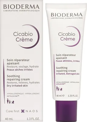 Zdjęcie produktu dla Bioderma Cicabio, Kremowy, Unisex, Nawilajcy, Leczenie, 40 ml, Tubka, AQUA/WATER/EAU, GLYCERIN, ETHYLHEXYL PALMITATE, FRUCTOOLIGOSACCHARIDES, ZINC OXIDE, SORBITAN...