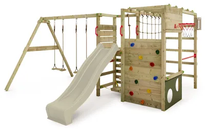 Produktbild von Klettergerüst FATMOOSE ActionArena Air XXL mit SuperSwing, salbeigrün/olivgrün