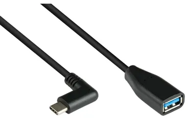 Zdjęcie produktu dla Kabel przejściowy USB 3.2 OTG, USB-C kątowy na USB-A, 0,1 m, czarny