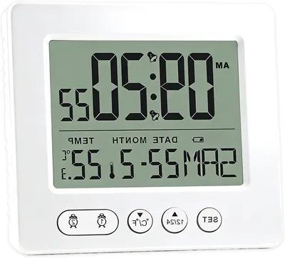 Produktbild von Digitale Wecker – Tischuhr mit Radio – Weckfunktion – Automatische Zeitkalibrierung – 9 cm Bildschirm – Weiß