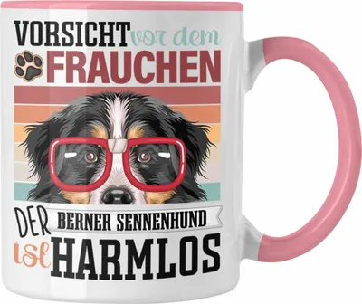 Produktbild von Trendation - Berner Sennen Besitzerin Frauchen Tasse Geschenk Lustiger Spruch Geschenkidee Vorsicht Vor Dem Frauchen (Rosa)