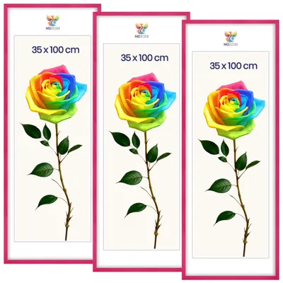 Produktbild von MG Design 3er Set Bilderrahmen Rosa 35x100 cm - Posterrahmen Echtholz mit Acrylglas, verstärkte Wandaufhängung, hoch/quer