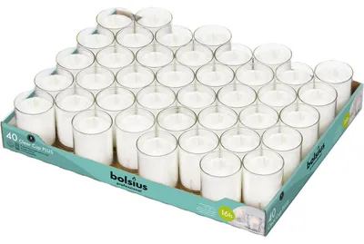 Imagen del producto de Vasos transparentes Bolsius Horeca, tamaño 55/42, envase de 40 unidades
