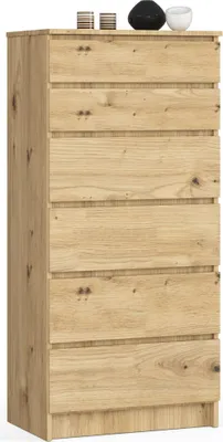 Image de Akord Commode 6 Tiroirs Chêne Artisan 60X40X130