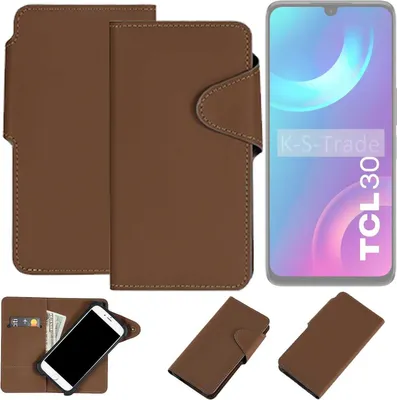 Produktbild von K-S-Trade Schutzhülle Klapphülle Kunstleder kompatibel mit TCL 30 braun Handy Hülle Wallet Case