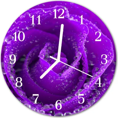Produktbild von Glasuhr Wanduhr Küchenuhr Echt-Glas 30fi cm Rose violett