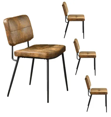 Produktbild von Esszimmerstühle – Set aus 4 Stück – Braun – Retro-Skandinavisches Design – Gepolsterte Schalenstühle mit Metallgestell