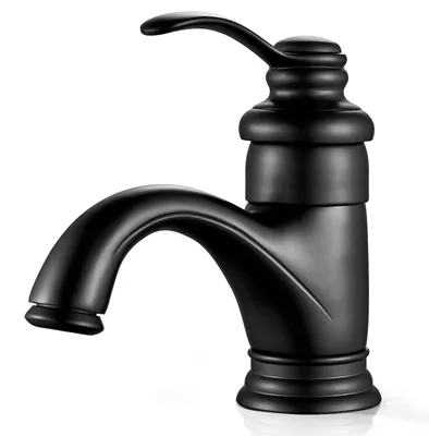 Image de Robinet de salle de bain noir, style rétro ; robinet de lavabo rétro, robinetterie de lavabo rétro