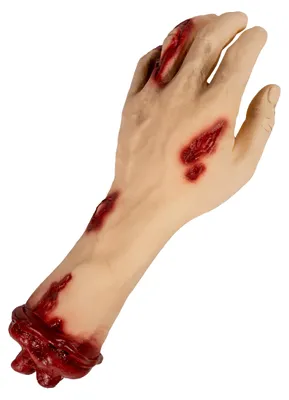 Produktbild von Abgehackte, blutige Hand mit Wunden für Halloween 25cm, KI-generiertes Bild