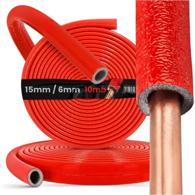 Productafbeelding van Buisisolatie PE-Schuim - Isolatieslang 15/6 mm - 10 m - Rood