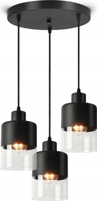 Produktbild von LUXOLAR - Pendelleuchte Schwarz 3 flammig, Hängelampe mit getöntes Glas E27 60 W - Deckenleuchte für Wohnzimmer, Küchen - Modern Design