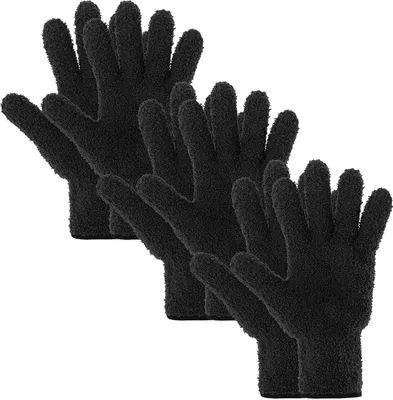 Produktbild von 3 Paar Mikrofaser Handschuh Staubhandschuhe, Pflanzenstaubhandschuhe Waschbare Wiederverwendbare Reinigungshandschuhe Blattreinigungswerkzeuge für Jalousien Fenster Fensterläden Möbel (Schwarz)