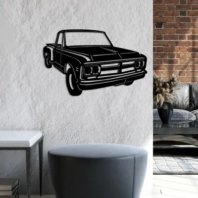Image de Wallity, GMC C/K 1967, Accessoire mural décoratif en métal, noir, 100 % METAL, 60 x 39 cm