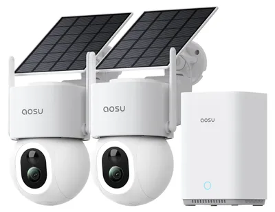 Immagine prodotto di Telecamera da esterno wireless - Risoluzione 4K - Con batteria solare e rotazione a 360° - Visione notturna a colori - Per la sicurezza