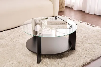 Obrázok produktu pre Skye Decor, Clara - Wood Black, Transparent, konferenčný stolík, čierne drevo, 100 % melamínová doska, 75 x 75 x 40 cm
