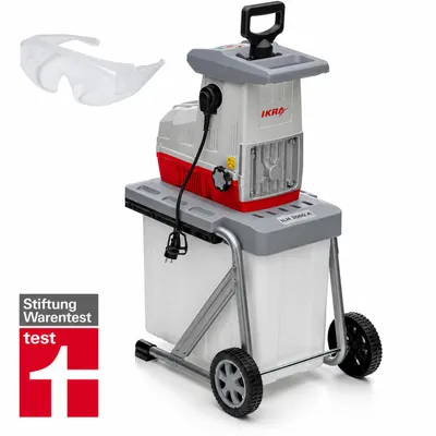 Produktbild von IKRA Elektro Walzenhäcksler Gartenhäcksler| 3000 W | Äste bis 44 mm | automatischer Asteinzug & Rücklauf | inkl. 60 L Fangbox, Stopfer & Schutzbrille, KI-generiertes Bild